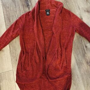 Elegant Women's Deep Red/Burnt Orange  Cardigan Sweater